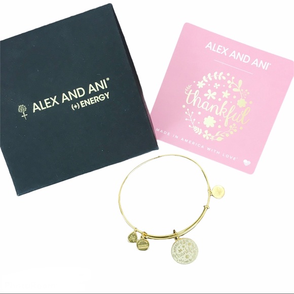 Alex and Ani Thankful Charm Bangle Bracelet - Picture 1 of 9